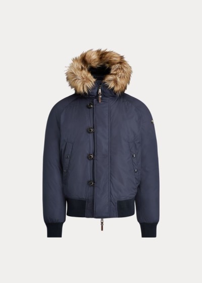 Chaquetas De Plumas Ralph Lauren Hombre Azul Marino - RLX Faux Fur-Trim - SWEQD3187